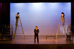 A staging of Our Town, with its minimal set. Photo: woonhian (Flickr)