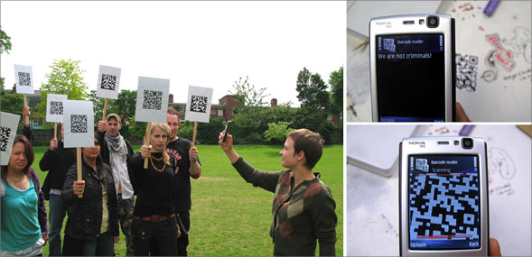 BlackBook Activists’ Guerilla Codes transforms text-message protestations into indecipherable black-and-white graphics.