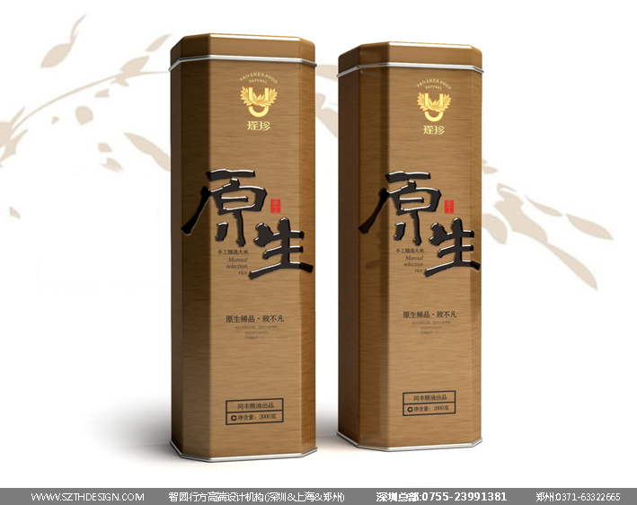 高端大米包装设计 大米木盒包装设计 进口大米包装设计
