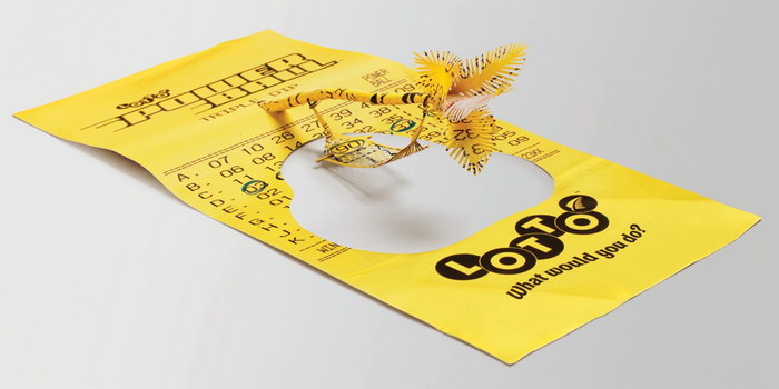 三维的创意乐透彩票平面广告