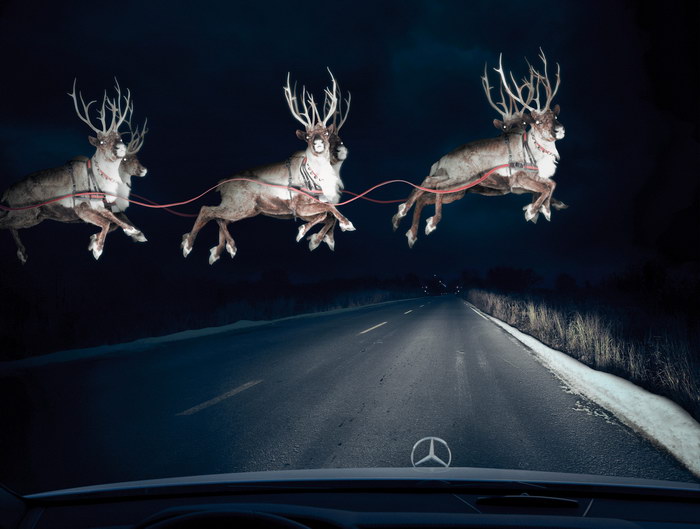 跳跃的糜鹿—梅赛德斯奔驰圣诞节平面广告